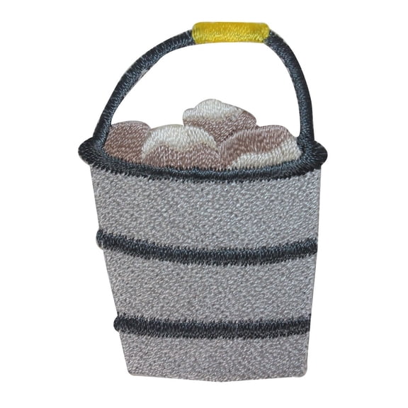 ID 1806 Clam Bucket Patch Beach Fishing Picking Embroidered Iron On Applique