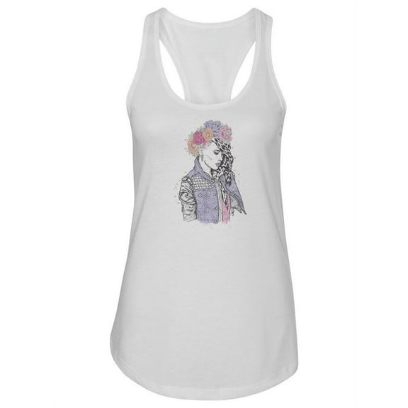 Beauty Girl With Flowers Tank Women -Image by Shutterstock, Female Medium