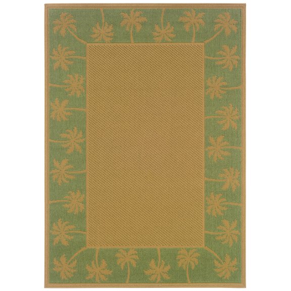 Moretti Bali Indoor/Outdoor Area Rug 606F6 Outdoor Beige Border Palm 7' 3" x 10' 6" Rectangle