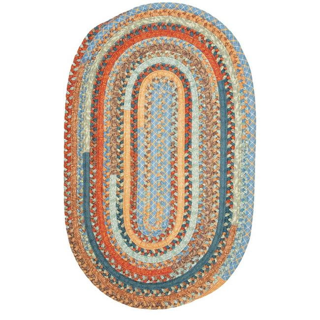 Olivera Vintage Blue Braided Kitchen Rug Size Oval 10' x 13