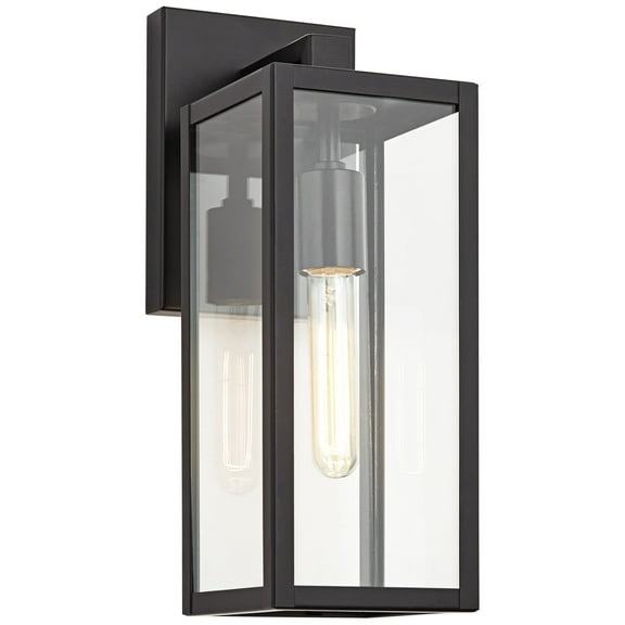 John Timberland Titan Modern Wall Sconce Mystic Black Hardwire 5" Fixture Rectangular Clear Glass for Bedroom Bathroom Vanity