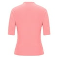 thumbnail image 5 of Ediodpoh Women's Casual Solid Color Half Turtleneck Short Sleeve T Shirt Top T Shirts for Women Pink M, 5 of 5