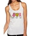 thumbnail image 1 of Wild Bobby, Peace Love Breast Cancer Awareness Breast Cancer Awareness Tri-Blend Racerback Tank Top, Heather White, Large, 1 of 5