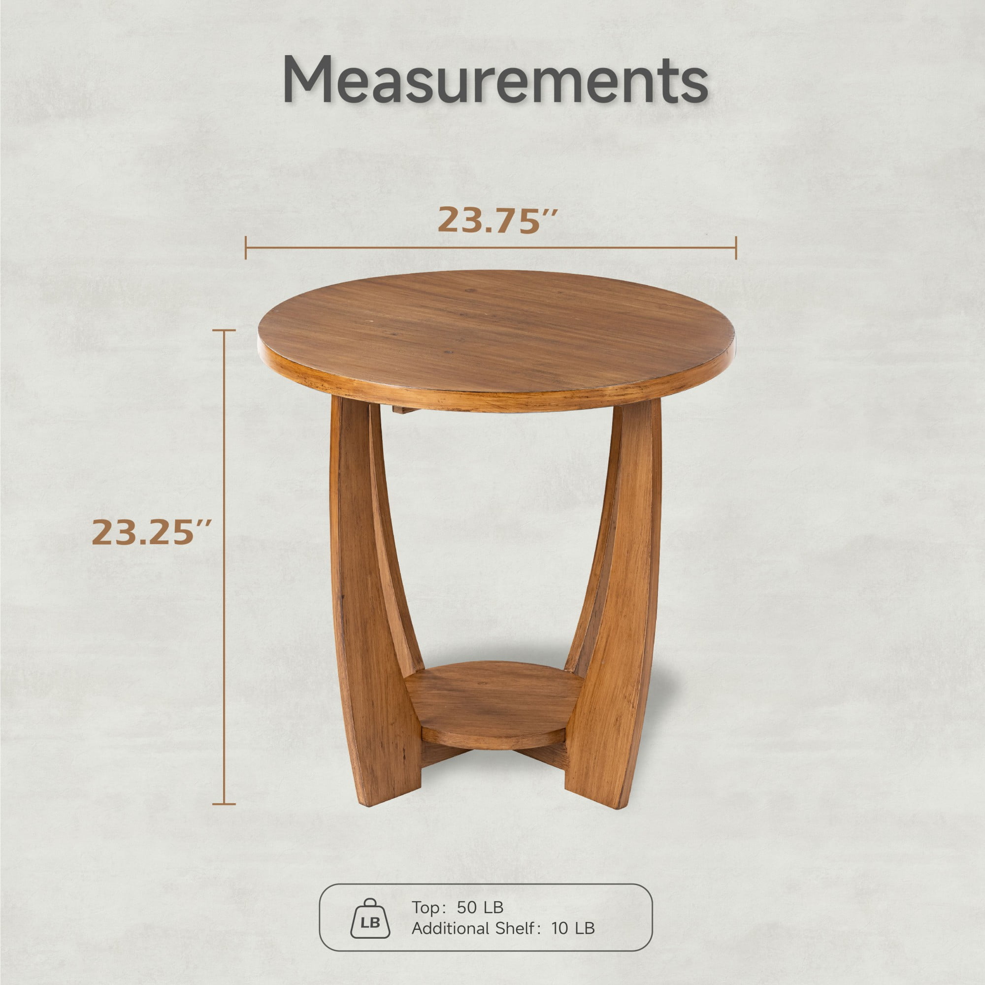 COZAYH Modern Rustic Farmhouse Stability Medium Density Fiberboard Circle End Table, Brown
