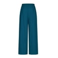 thumbnail image 6 of ClodeEU Womens Wide Leg Ankle Length Pants With Pockets,Elastic High Waisted Business Loose Trendy Trousers Blue,Womens Plus XL, 6 of 7
