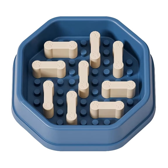 Slow Feeder Pet Bowl with Removable Insert, Non-Slip Anti-Choking Food Dish for Healthy Eating Dogs and Cats, Blue
