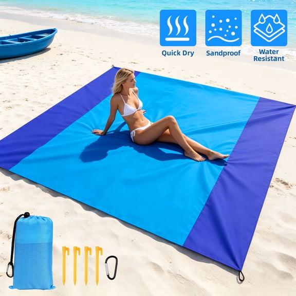 Beach Blanket Waterproof Sandproof Beach Mat, Qissep Extra Large 79" X 83" Oversized Sandless Lightweight Blanket Picnic Mat for Beach Travel Camping Hiking Picnic