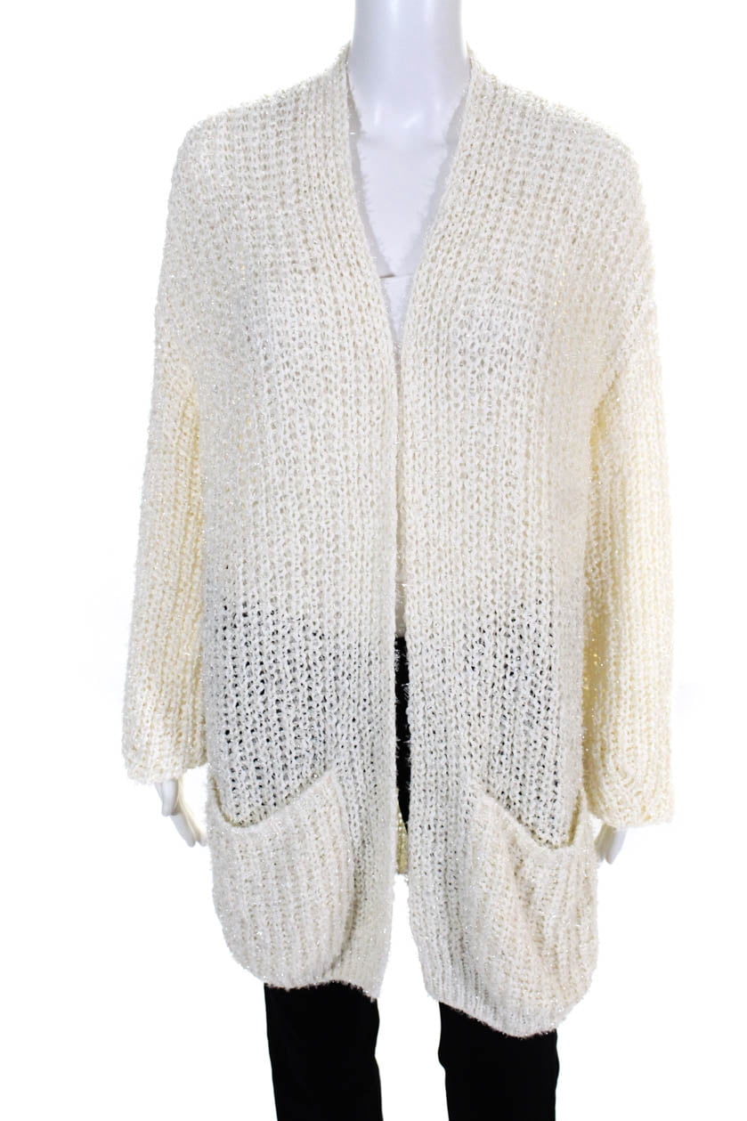 Nude Womens Woven Knit Cardigan Sweater 