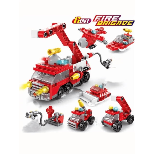 Juego de bloques de construcción de Bomberos de ciudad para niños, juguete de ladrillos para armar camión de bomberos de ciudad, ideal para regalo, código 142, compatible con DIY,8612-7