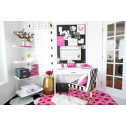 Blu Monaco Riviera 6 Piece Hot Pink Desk Organizer Set