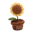 thumbnail image 2 of Artificial Crochet Flower Pot, Handmade Knitted Mini Potted Plant, Faux Floral Desk Decor, Soft Yarn Arrangement for Home Office Shelf Tabletop Accent Gift Idea, 2 of 6