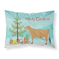 Carolines Treasures BB9196PILLOWCASE Jersey Cow Christmas Fabric Standard Pillowcase Teal Standard multicolor