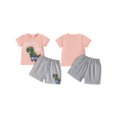 thumbnail image 2 of Toddler Baby Kids Boy Shorts Clothes Set 6 12 18 24 Months 2T 3T 4T Dinosaur Letter Print Short Sleeve T-Shirt Elastic Waist Summer Outfits Sets, 2 of 9
