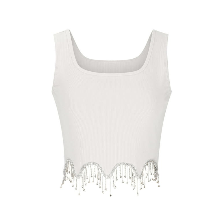 fartey Womens Trendy Tank Tops Sparkly Rhinestone Fringe fartey Womens Trendy Tank Tops Sparkly Rhinestone Fringe
