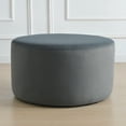 Modern Round Velvet Upholstered Ottoman with Soft Padded Seat, Multi