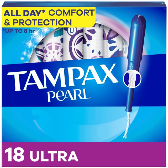 Tampax Pearl Tampons, avec Tresse Anti-Fuites, Absorption Ultra, Sans Parfum 18 Unités