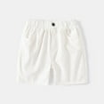 thumbnail image 2 of Summer Shorts for Toddler Boys Solid Elastic Waist Cute Shorts with Pockets Comfy Casual Loose Fit Shorts Clothes,White,12-18 Months, 2 of 3