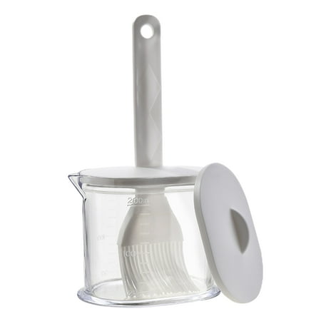 

Oiur Oil Brush Bottle with Brush Clear Scale Spout Design Easy Pouring Heat Resistant Food Grade Oil Brush Dispenser Kitchen Gadget