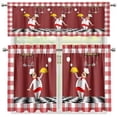 thumbnail image 2 of Chef Valance and Tier 3 Piece Set, Kitchen Chef with Gourmet Small Half Window Tier Curtain 24 Inches Length, Red White Plaid 54" x 18" Rod Pocket Valance Window Curtain, 2 of 5
