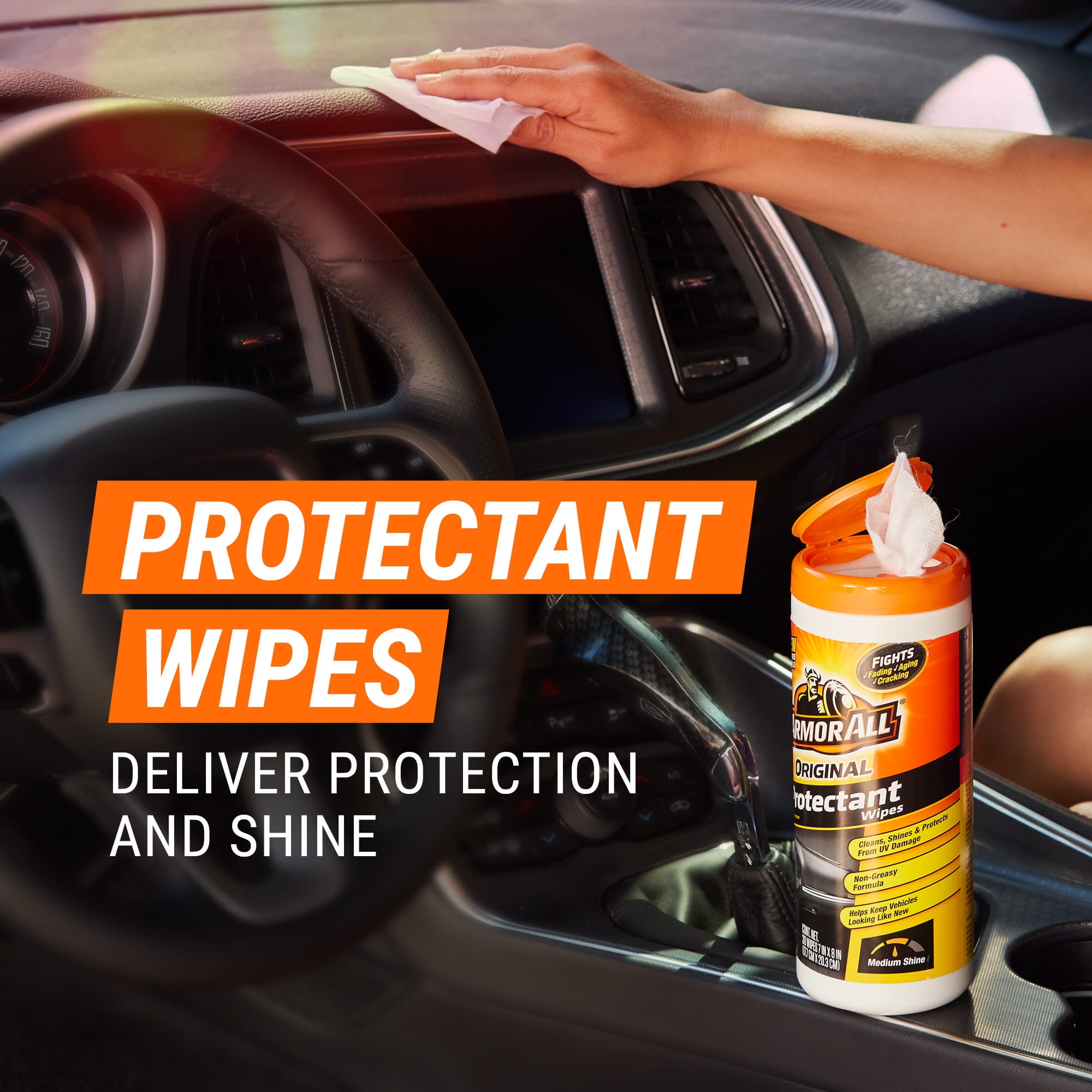 Armor All Original Car Cleaning Wipes and Protectant, 30 Count (2 Pack)
