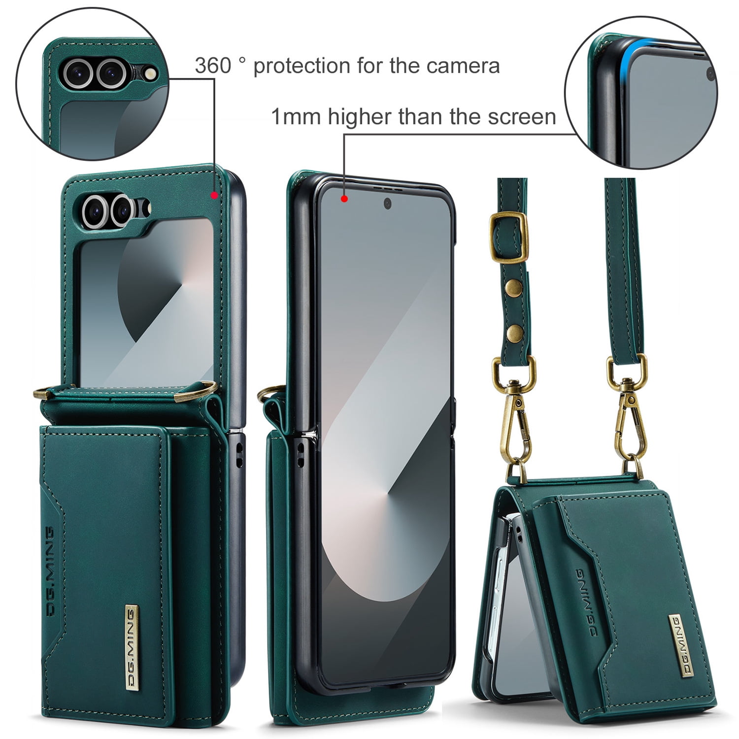ETFAST Leather Phone Case For Samsung Galaxy Z Flip 6 Wallet Leather Case with Card Holder Leather Phone Case Shockproof Protective Cover