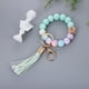 thumbnail image 2 of Llavero de silicona de cuentas pulsera llavero pulsera de cuentas con borla de cuero para las mujeres, 2 of 2