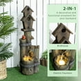 thumbnail image 5 of Outsunny LED Lights Resin Birdhouse Tree Trunk Fountain Outdoor, Brown, 5 of 9