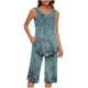 thumbnail image 2 of Conjunto de Verano para las Mujeres Casual Impreso sin Mangas Cuello Redondo Y Pantalones Recortados de Dos Piezas, 2 of 9