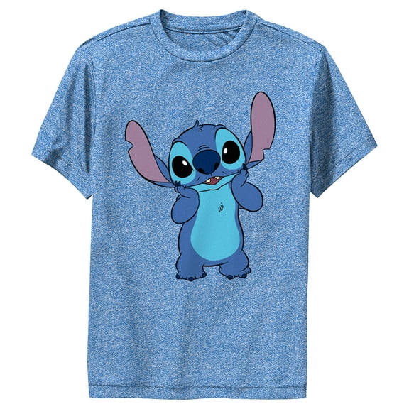 Boy's Lilo & Stitch Bashful Stitch Performance Graphic Tee Royal Blue Heather X Large