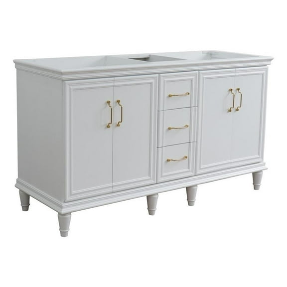 60 in. Double Wooden Vanity White Finish Cabinet Only