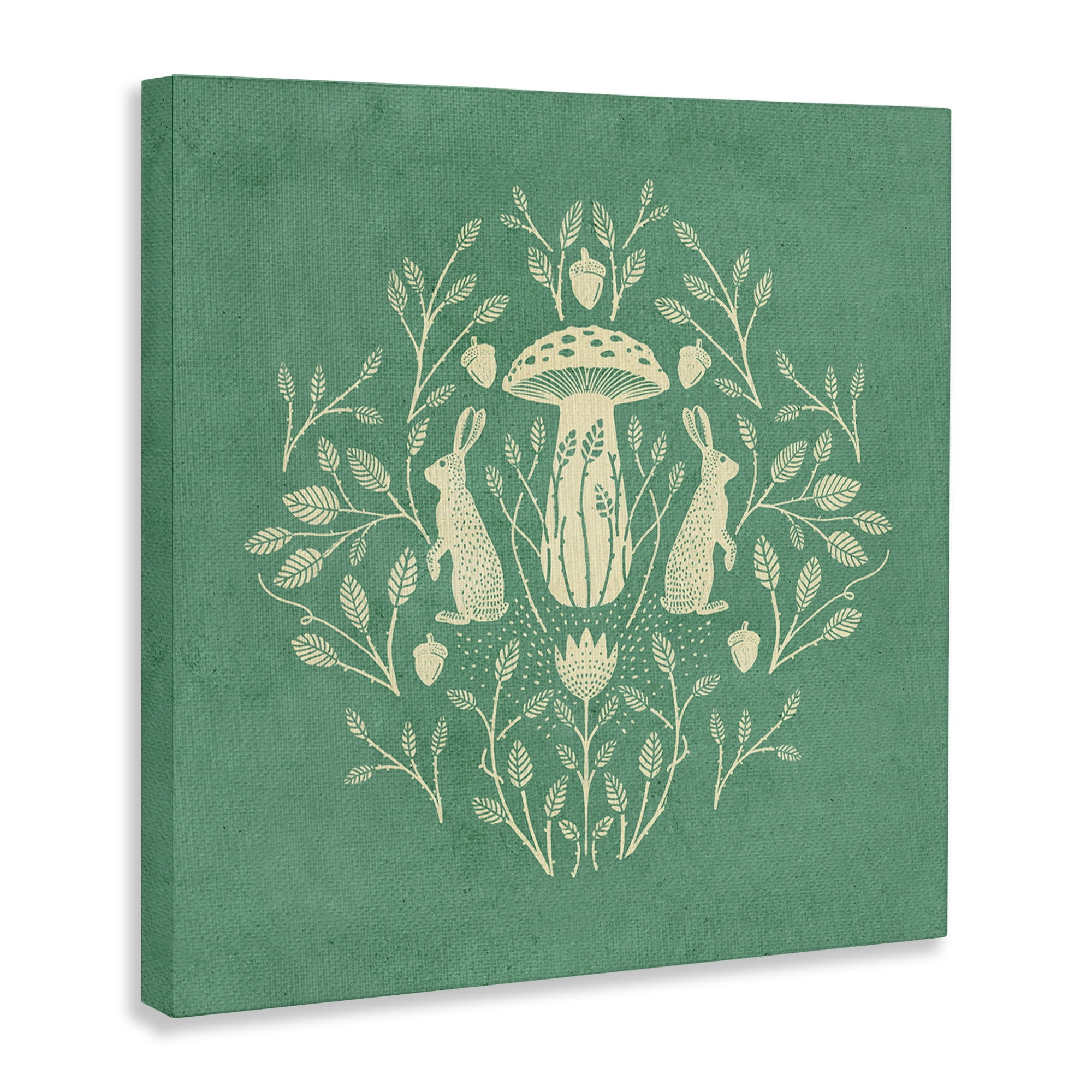 Stupell Industries Floral Herbs with Rabbits Plants & Flowers Painting Wrapped Canvas Art Print Wall Art, 30 x 30