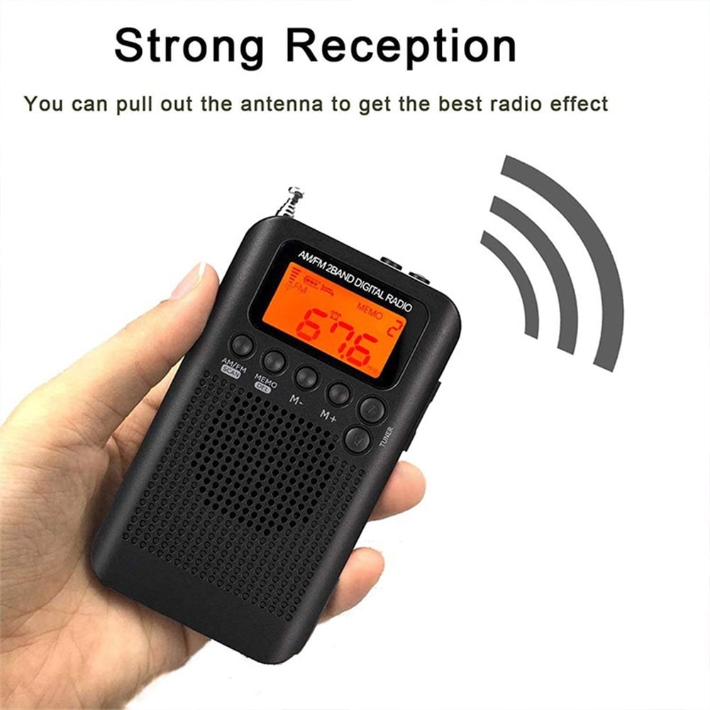 Portable Rechargeable AM/FM Pocket Radio with LCD Digital Display & Stereo Speaker - Pocket-Sized for Travel, Outdoors, Home & Emergency Backup