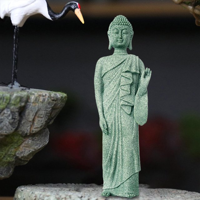 Estatua de Buda Macarena Figurita Decorativa para Pecera Estilo Chino Micro Paisaje Mano izquierda