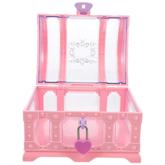 STRANDCHIC Pink Rectangular Jewelry Box for Girls, 1 Set, Durable ABS Material Storage Case