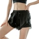 thumbnail image 1 of Pantalones cortos para correr para mujer, cintura elástica, cintura alta, bolsillos, deportivos, para gimnasio, 1 of 6