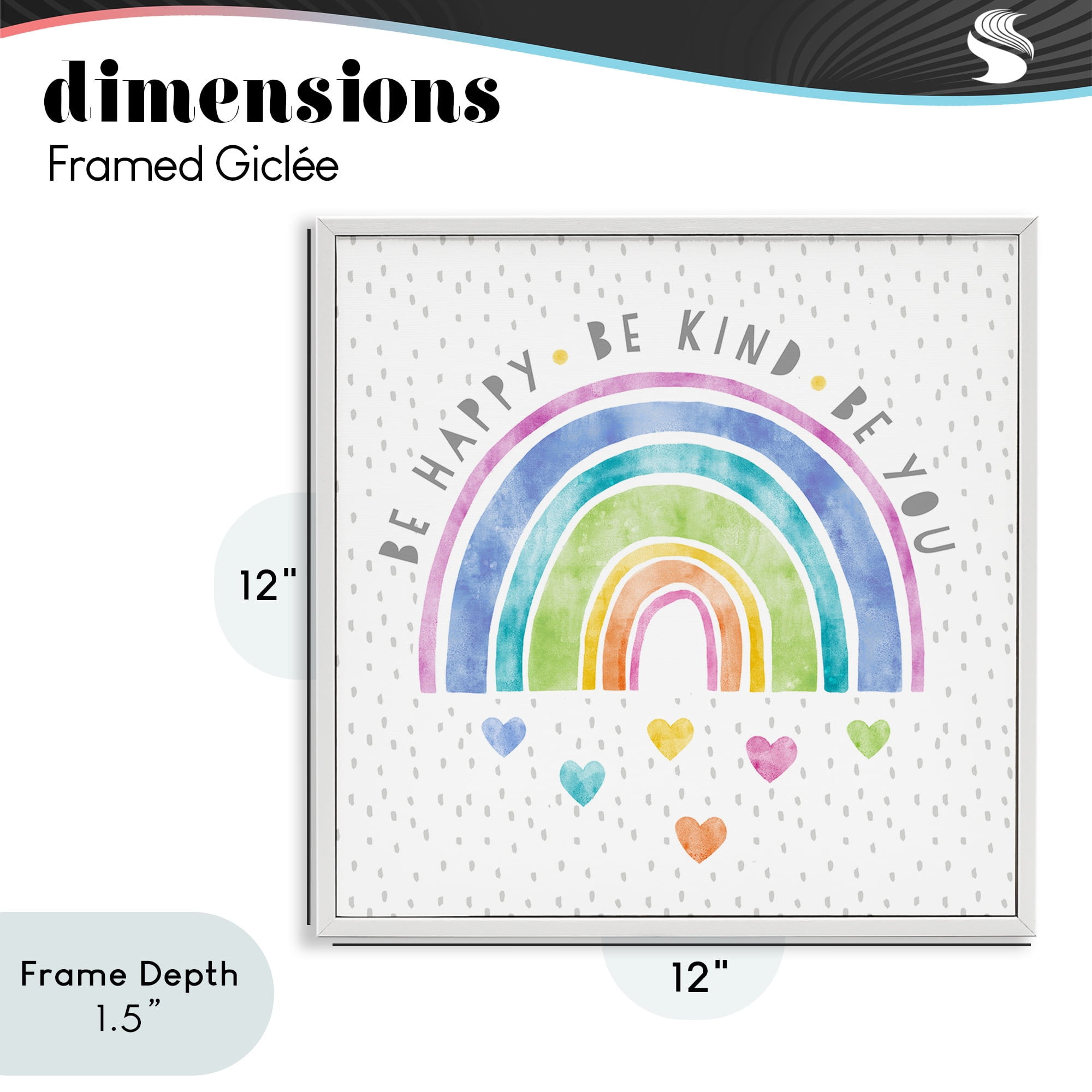 Stupell Industries Be You Hearts & Rainbow White Framed Giclee Art, design by Suzanne Nicoll