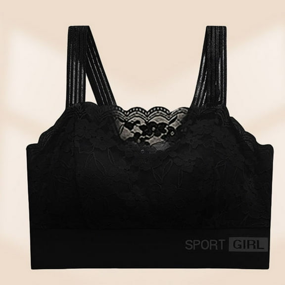 YWDJ Bras for Women Half Cup Closure in Back Comfortable Bras Size Large No Underwire Bras Adjustable Straps Full Coverage Push up Wrap Sleep Bras Padded Lace Comfort Bras Bras Black 2XL