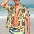 thumbnail image 7 of Sikiie Cute Owls Print Men's Hawaiian Shirt, Summer Beach Button Pocket Short Sleeve T-Shirt,Small, 7 of 7