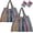 Color Stripe, variant on Grocery Bags, Folding Tote Shopping Bag fits in Pocket, Washable Nylon Pouch Bags