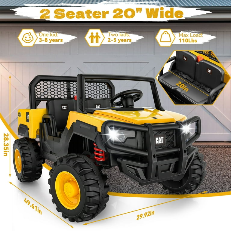 TOKTOO, Caterpillar Licensed 24V Ride on Dump Truck, 2 Seater