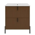 thumbnail image 4 of Spaco 30" Bathroom Vanity with Ceramic Sink and Full-Extension Drawers, Freestanding Bathroom Vanity with Soft Close Drawer Slides for Indoor, Dark Brown, 4 of 18