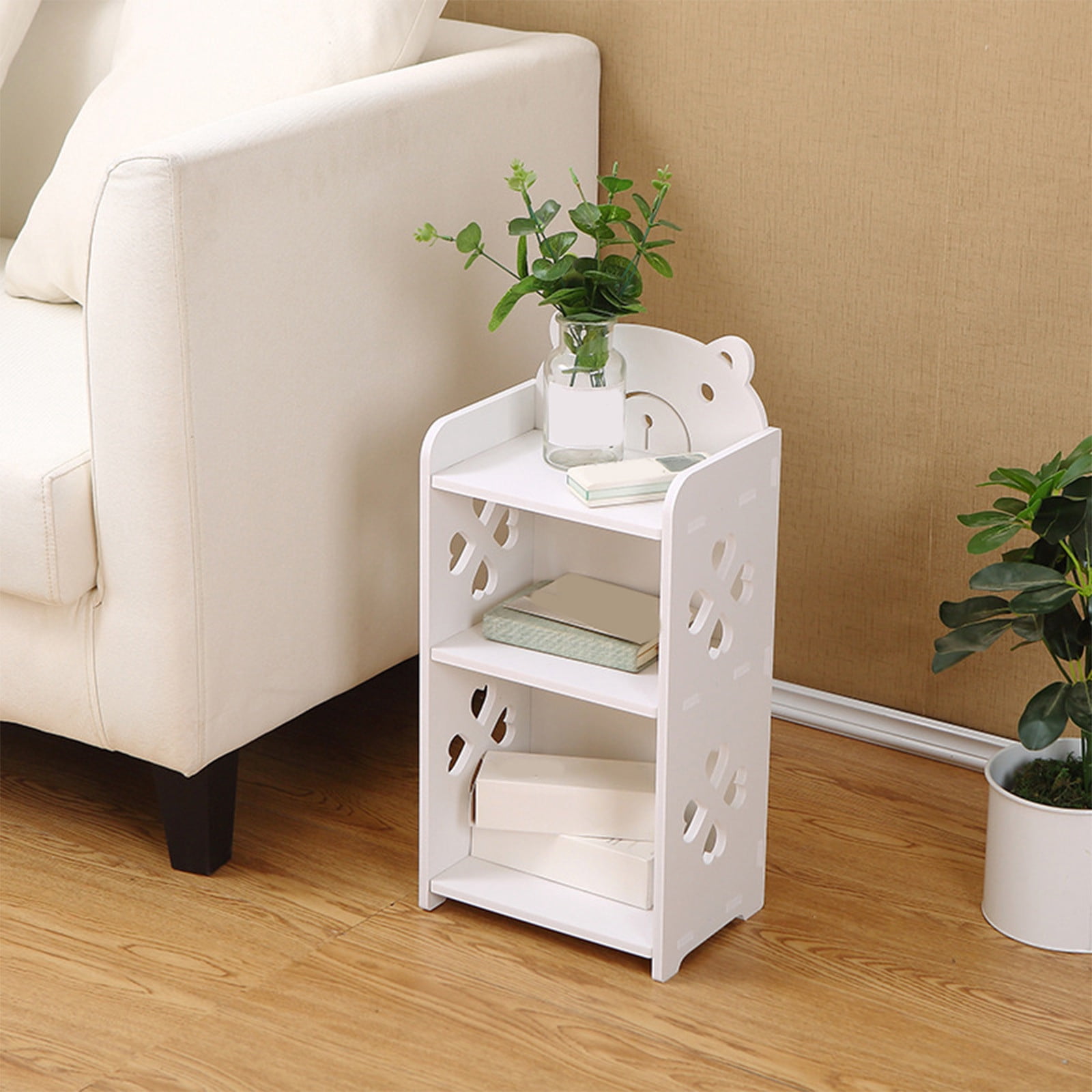 Ycandiee Small Bookshelf for Small Spaces, 3-Tier White Bookcase, Storage Organizer Stand Shelf Holder, Compact Mini Short Bookshelf for Bedroom, Living Room, Office, Kids Room
