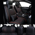 thumbnail image 2 of Deluxe PU Leather Car Seat Cover Breathable Universal Full Set 5-Seats Protector Black, 2 of 8