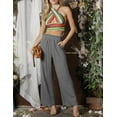thumbnail image 2 of DOUBLJU Women's Casual Elastic Waist Comfy Wide Leg Linen Pants with Pockets, 2 of 5