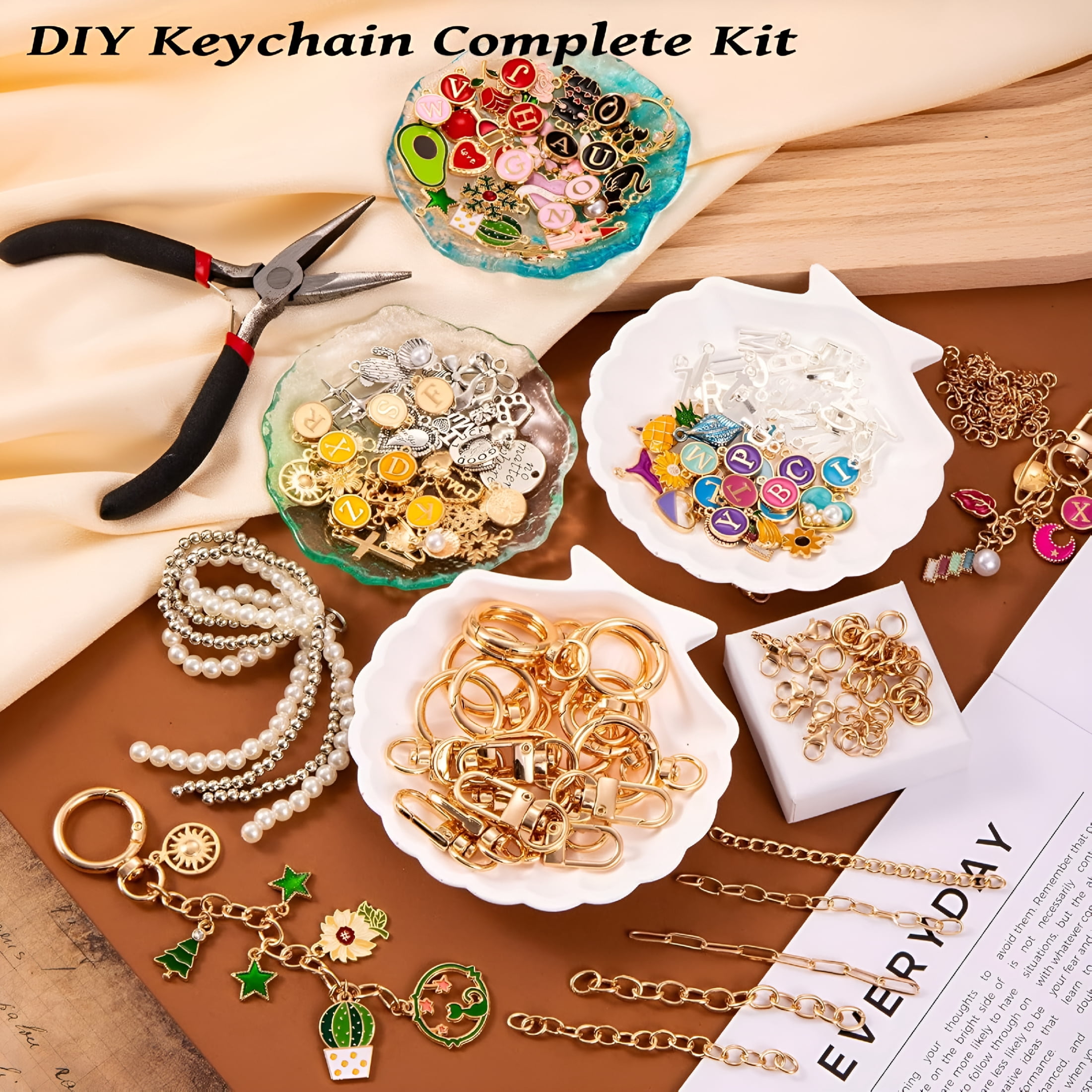 DESIGNICE 325Pcs Keychain Making Kit with Charms, Chains, Jump Rings and Tools – Diy Keychain Kit for Jewelry Making, Bag Charms, Crafts and Personalized Gifts