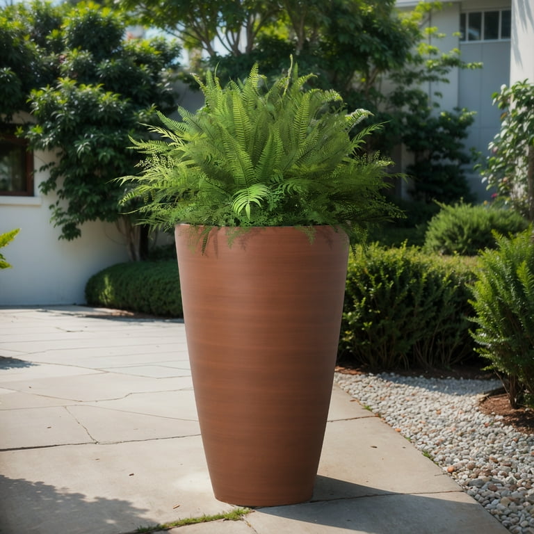 Mainstays Tall Red Sienna Recycled Resin Outdoor Planter 14x14x22
