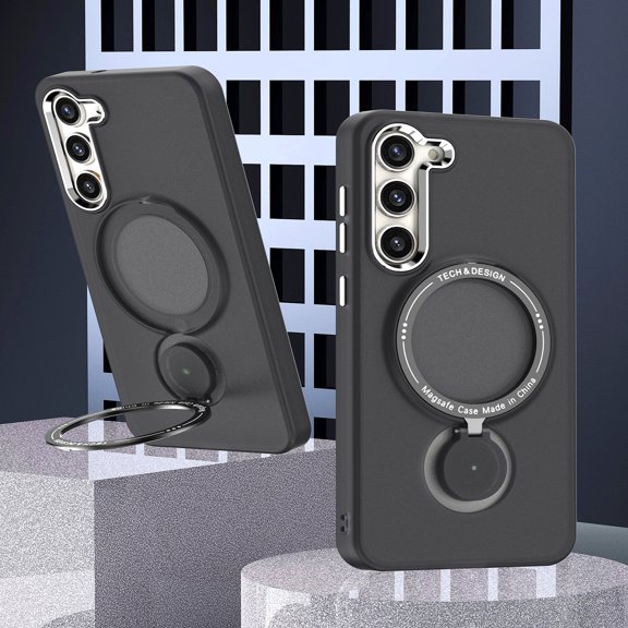 Galaxy S22 Case, 360° Rotatable Kickstand Holder Military Grade Dropproof Shockproof MagSafe Rubber Silicone Back Case  Samsung Galaxy S22 6.1 inches-Black