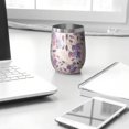 thumbnail image 3 of 12oz Stemless Wine Tumblers Pioneer Flower Floral Print Pattern Vacuum Insulated Stainless Steel Travel Tumbler Cups Mug with Lid and Straw for Champaign,Cocktail,Beer with Cleaning Brush, 3 of 5