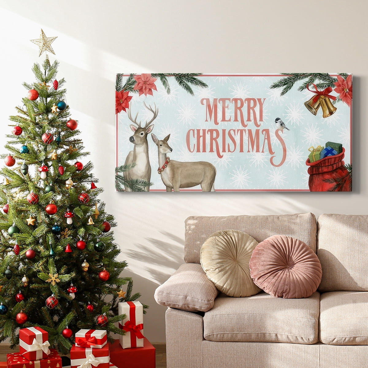 Deer Christmas Collection D- Gallery Wrapped Canvas