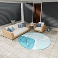 thumbnail image 2 of Unique Loom Outdoor Modern Collection Area Rug - Seaglass (5' 3" Round Blue and Ivory/Navy Blue), 2 of 8